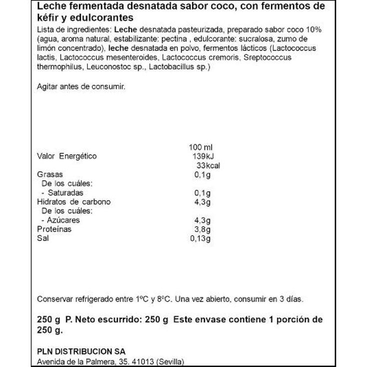 KEFIR LIQUIDO COCO 0% MARGUI BTLLA 250 GR