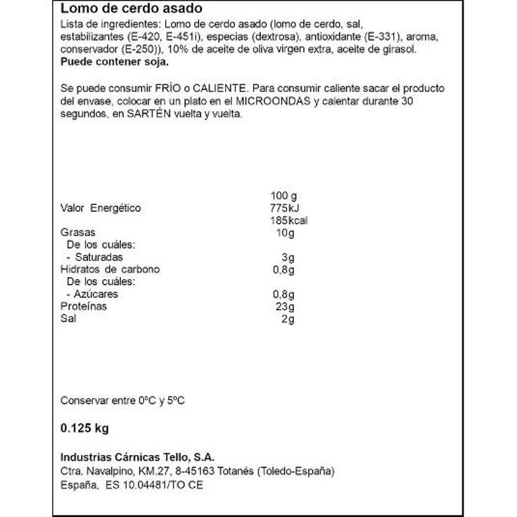 LOMO DE ORZA TELLO SOBRE 125 GR