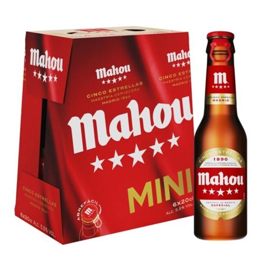 CERVEZA 5 ESTRELLAS MINI 6X20 MAHOU PACK 120 CL