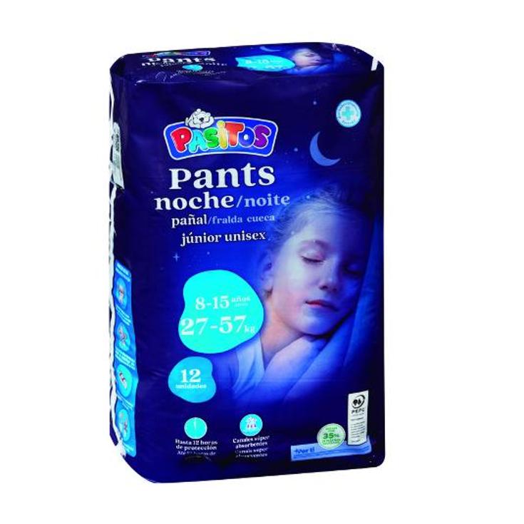 PAÑAL BRAGUITA NOCHE T7 27-57KG PASITOS PQTE 12 UD