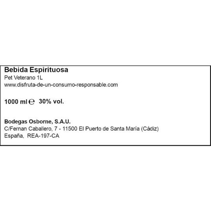 BEBIDA ESPIRITUOSA 30º PET VETERANO BTLLA 1 LT