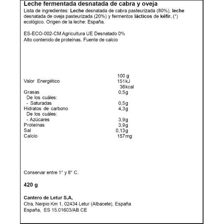 KEFIR CABRA DESNATADO CANTER.LETUR UNIDAD 420 GR