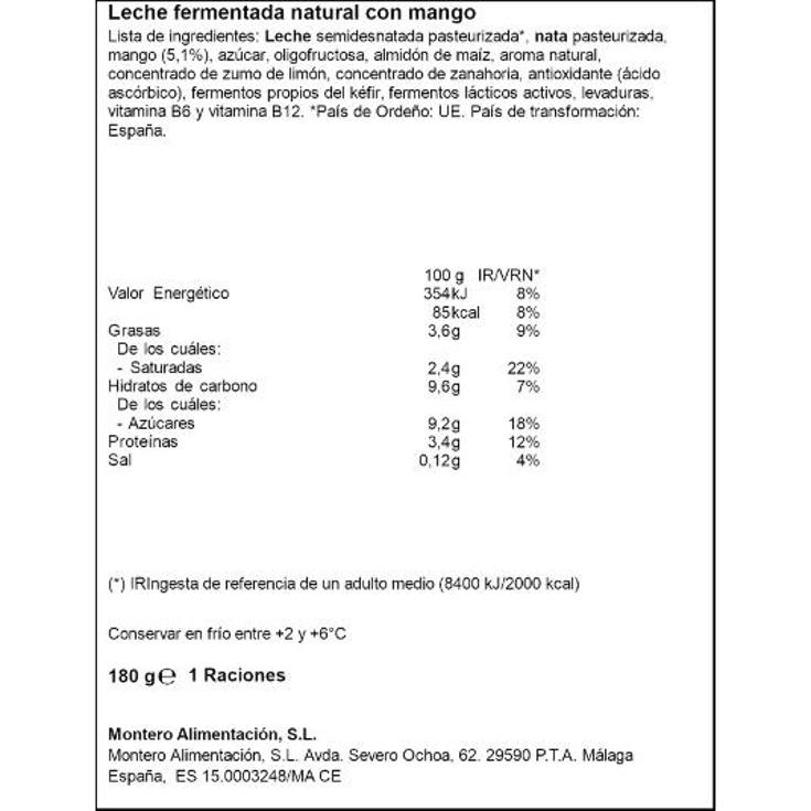 KEFIR CON MANGO REINA TRRNA 180 GR
