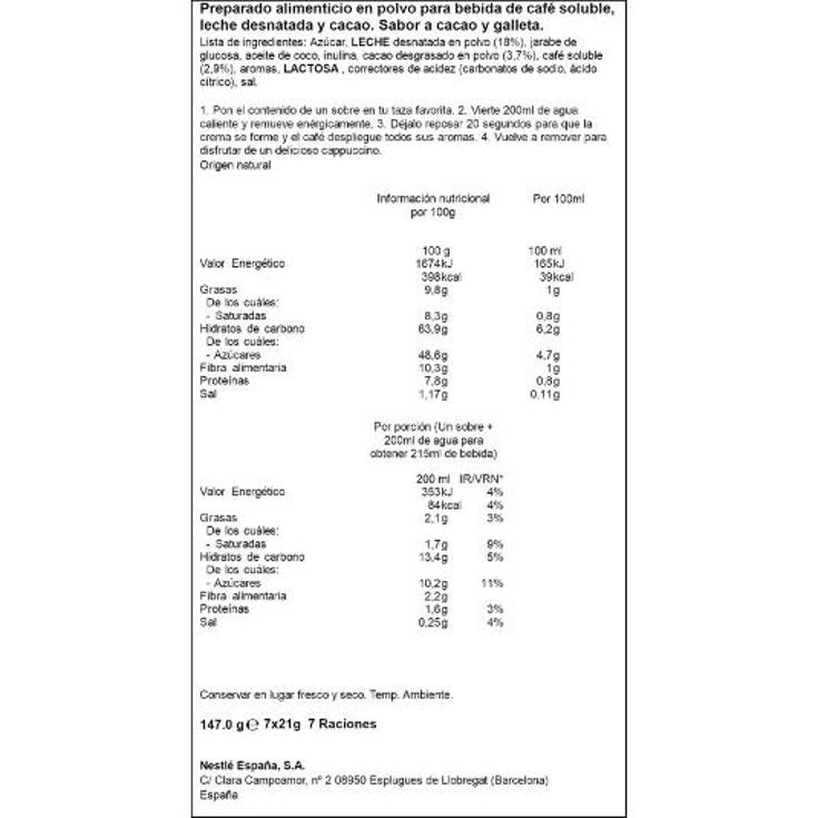 CAFE SOLUBLE MOCHA KIT KAT 7 UD NESCAFE PQTE 147 GR