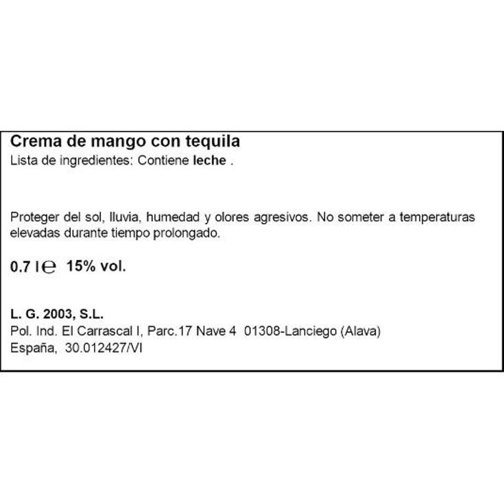 CREMA MANGO TEQUILA 15º KICK T.RULES BTELLA 70 CL