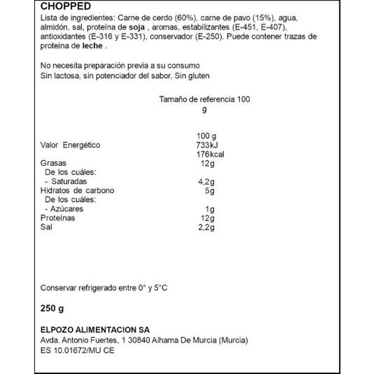 CHOPPED LONCHAS ELPOZO FAMIL PACK 250 GR