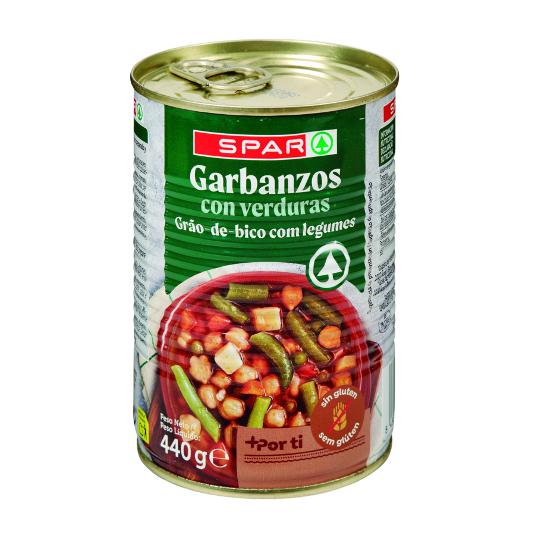 GARBANZOS C/VERDURAS SPAR LATA 440 GR