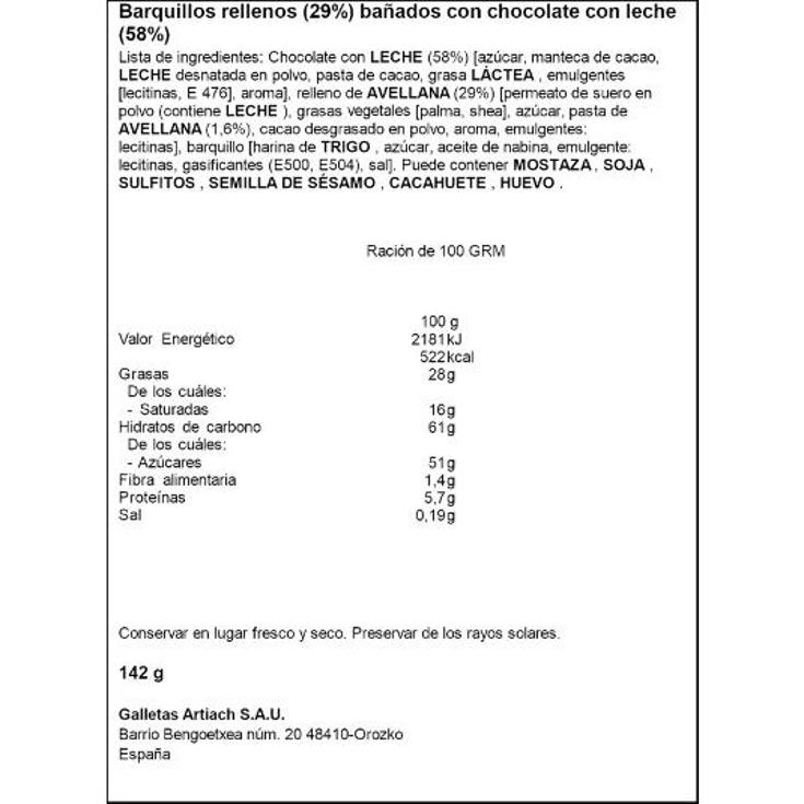 GALLETAS ROUND-WAFERS CHOCOLATE ARTIACH PQTE 142 GR