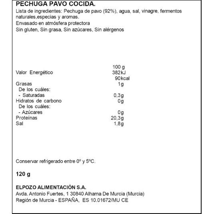PECHUGA PAVO BIENESTAR ELPOZO BLIST 120 GR