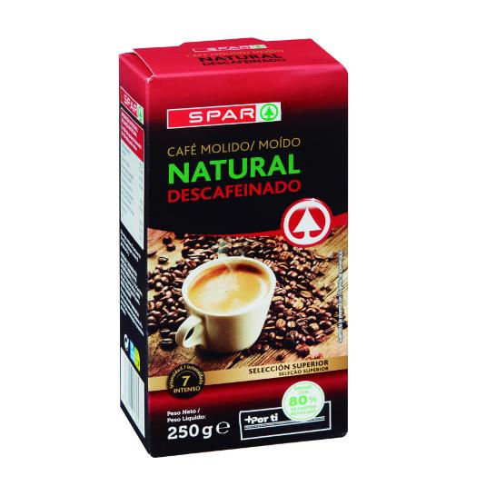 CAFE MOLIDO DESCAFEINADO NATURA SPAR PQTE 250 GR