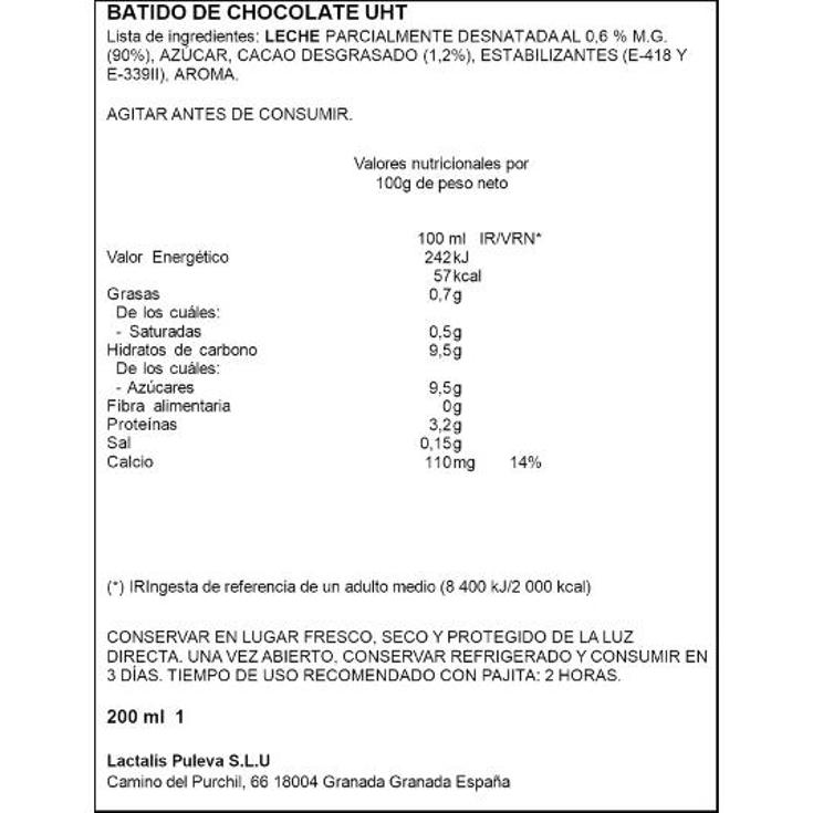 BATIDO CACAO 90% LECHE 6X200ML PACK 6 UD