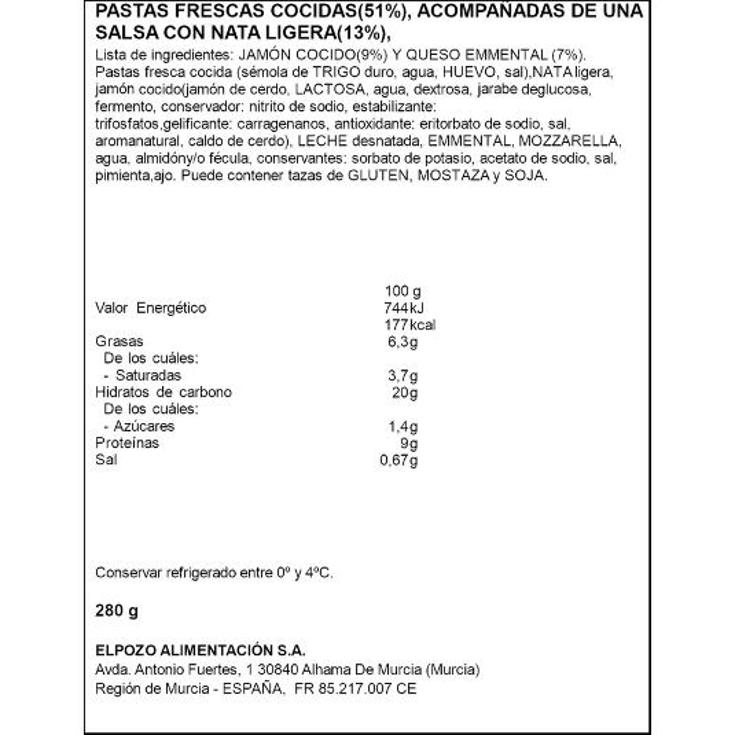 PASTA BOX JAMON YORK QUESO EMME ELPOZO UNIDAD 280 GR