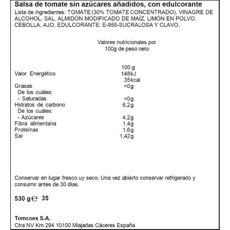 SALSA KETCHUP ZERO SPAR BTLLA 530 GR
