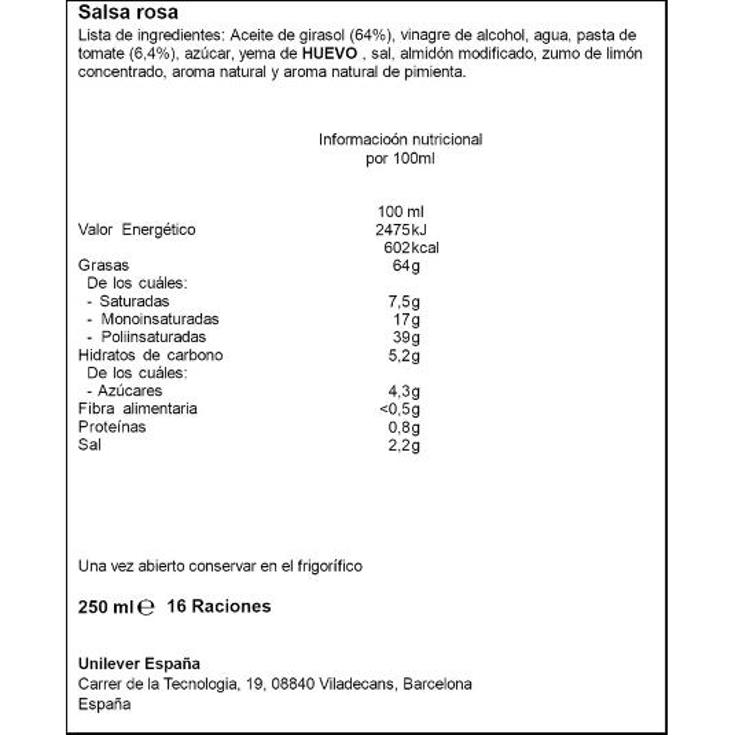 SALSA COCKTAIL HELLMANNS PET 250 ML