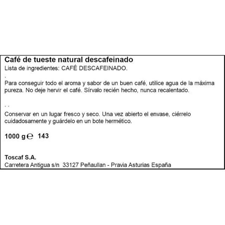 CAFE GRANO DESCAFEINADO SPAR BOLSA 1 KG