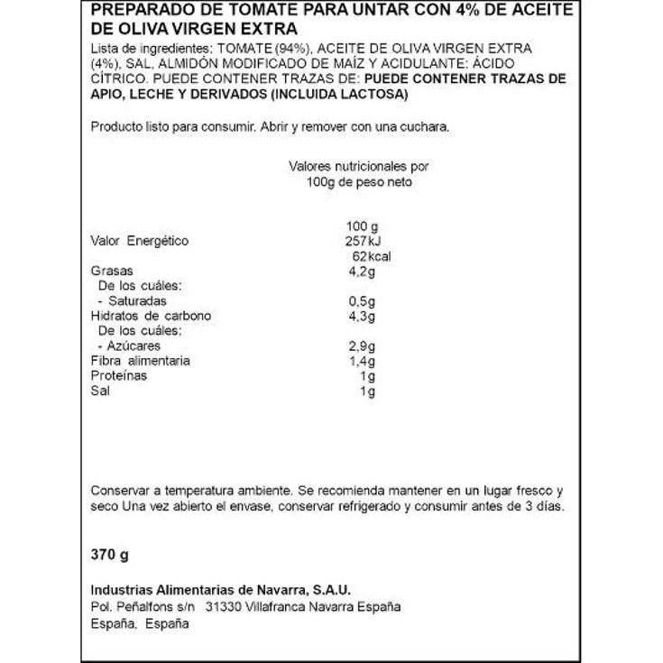 TOMATE NATURAL PARA UNTAR SPAR BIPACK 370 GR