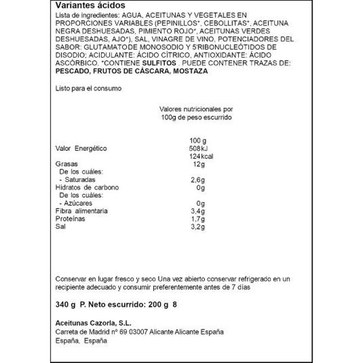 COCKTAIL DE ENCURTIDOS SPAR FRASCO 200 GR