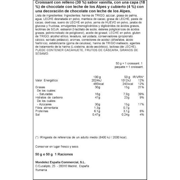 CROISSANT VAINILLA MILKA PQTE 50 GR