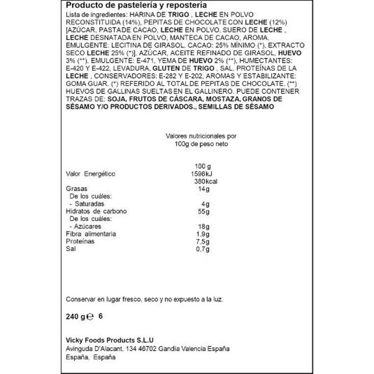 PAN DE LECHE CON PEPITAS CHOCO SPAR BOLSA 240 GR