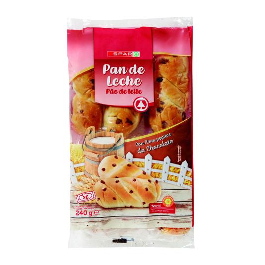 PAN DE LECHE CON PEPITAS CHOCO SPAR BOLSA 240 GR