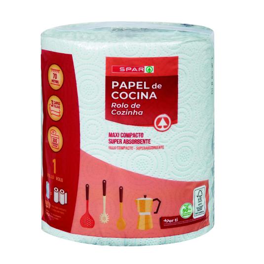 PAPEL COCINA 3 CAPAS BOBINA 70M SPAR ROLLO 1 UD