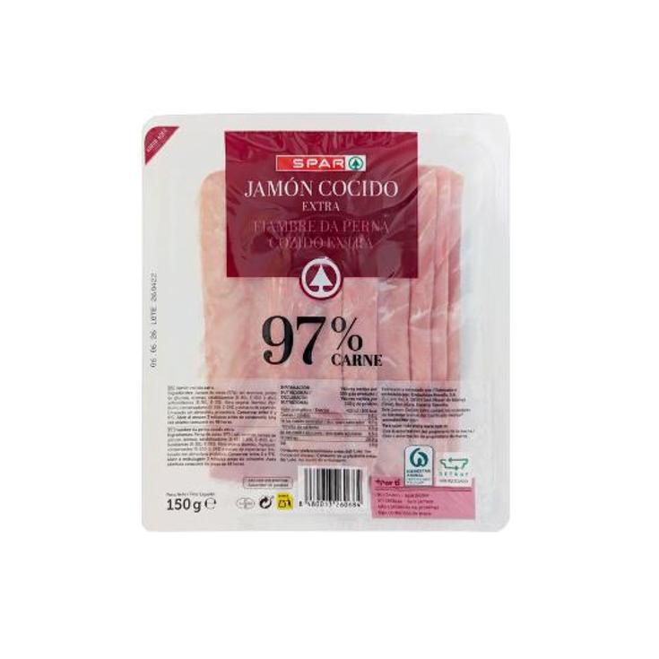 JAMON COCIDO LONCHAS EXTRA 97% SPAR SOBRE 150 GR