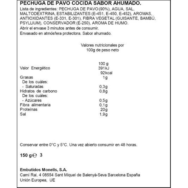 PECHUGA PAVO LONCHAS 90% SPAR SOBRE 150 GR