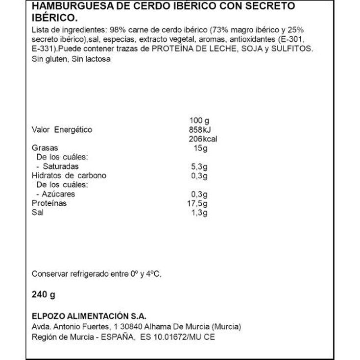 HAMBURGUESA IBERICA 2X120 FLAT POZO PESO UD