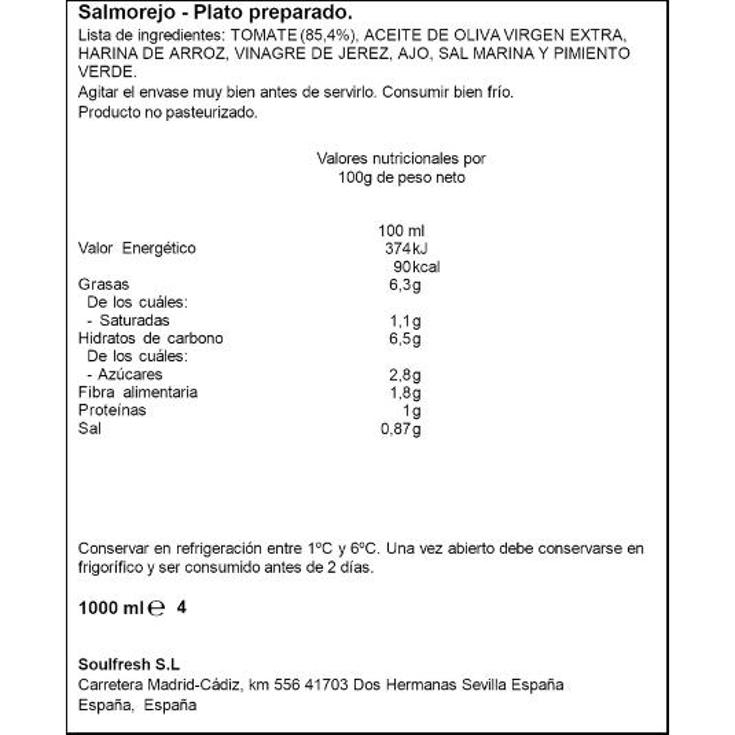 SALMOREJO REFRIGERADO FRESCO RIKISSSIMO BTLLA 1 LT