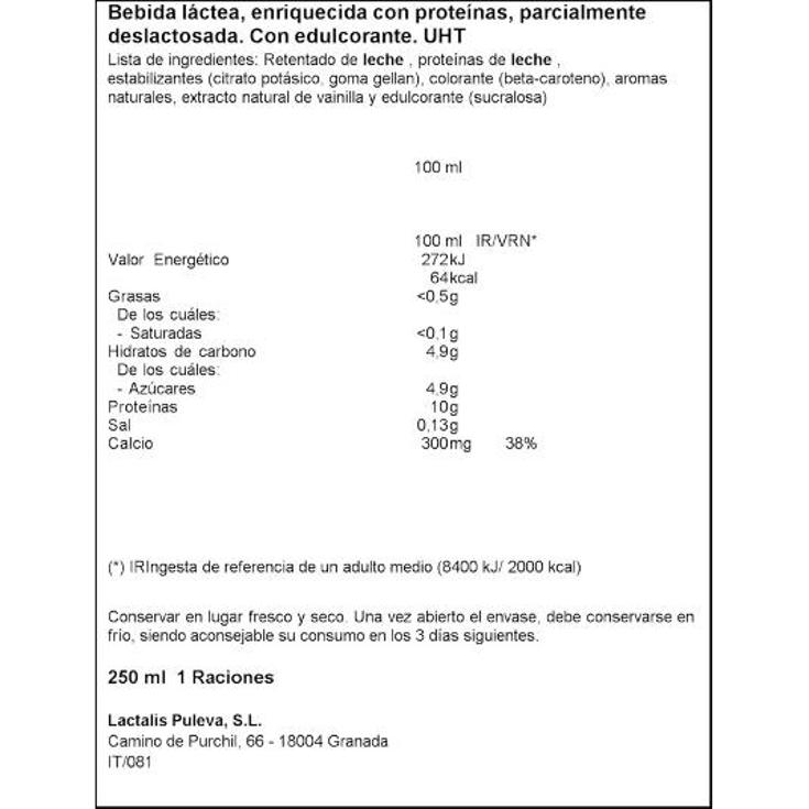 BATIDO VAINILLA HIGH PROTEINA PULEVA PET 250 ML