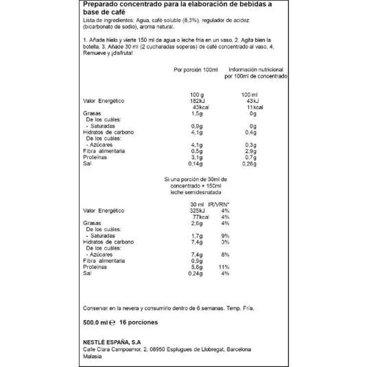 CAFE CONCENTRADO EXPRESSO BLACK NESCAFE PET 500 ML