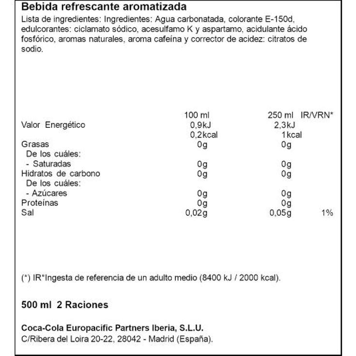 COCA COLA ZERO COCA COLA LATA 500 ML