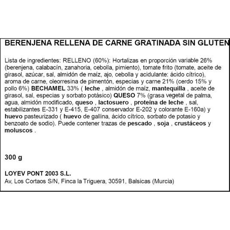 BERENJENA RELLENA CARNE LOYEV UNIDAD 300 GR