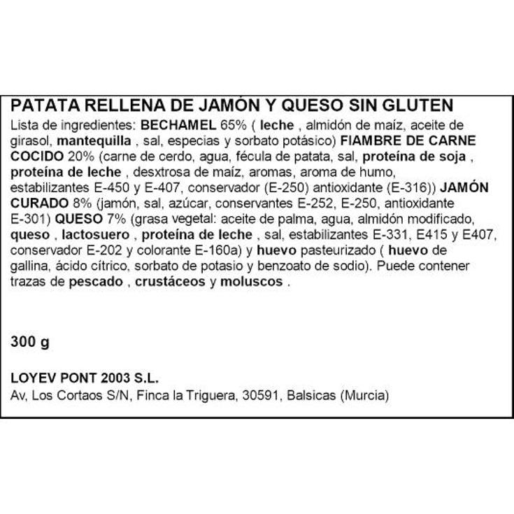 PATATAS RELLENAS JAMON LOYEV UNIDAD 300 GR