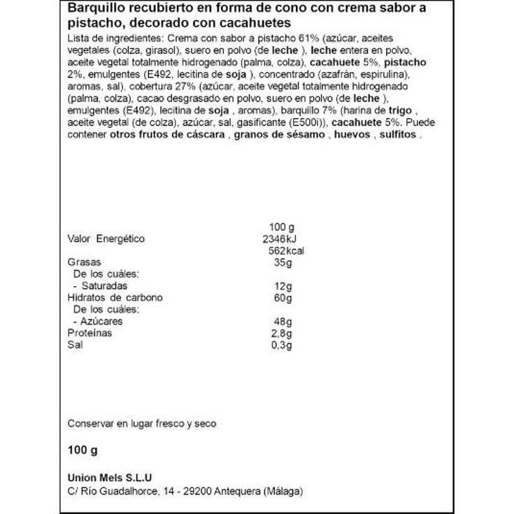 GALLETAS CORNETTI PISTACHO MELS ESTCHE 100 GR