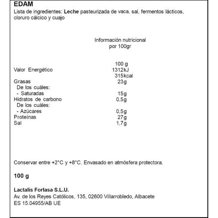 QUESO LONCHAS EDAM PRESIDENT SOBRE 100 GR
