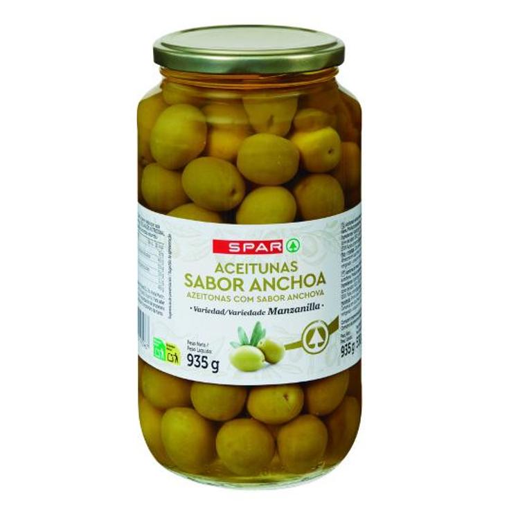 ACEITUNA MANZANILLA C/H ANCHOA SPAR FRASCO 530 GR