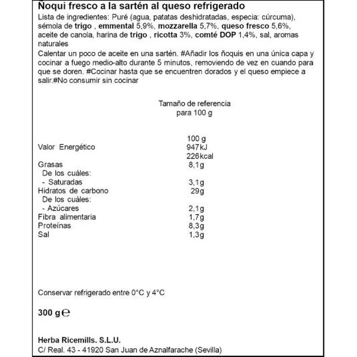 ÑOQUI QUESO A LA SARTEN BRILLANTE BOLSA 300 GR