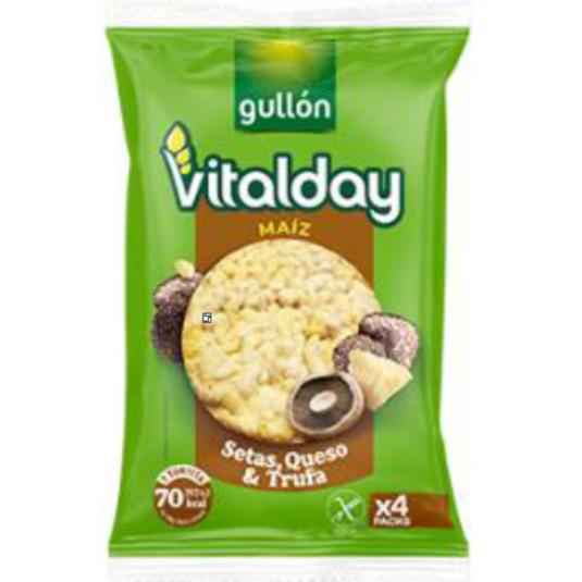 TORTITAS MAIZ SABOR SETAS QUESO VITALDAY PACK 103 GR