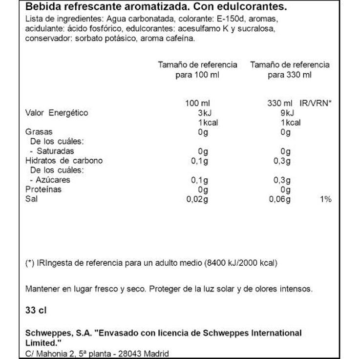 REFRESCO COLA ZERO DR.PEPPER LATA 33 CL