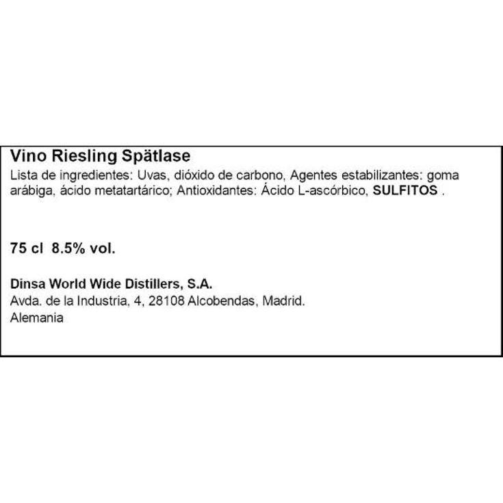 VINO BLANCO ALEMAN RIESLING BTLLA 75 CL
