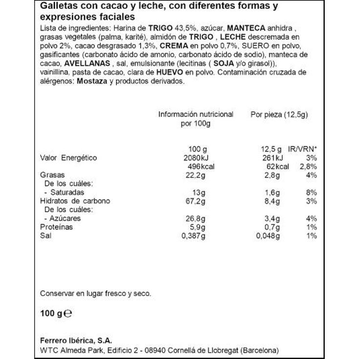 GALLETA CACAO KINDERINI T.2X4 KINDER PQTE 100 GR