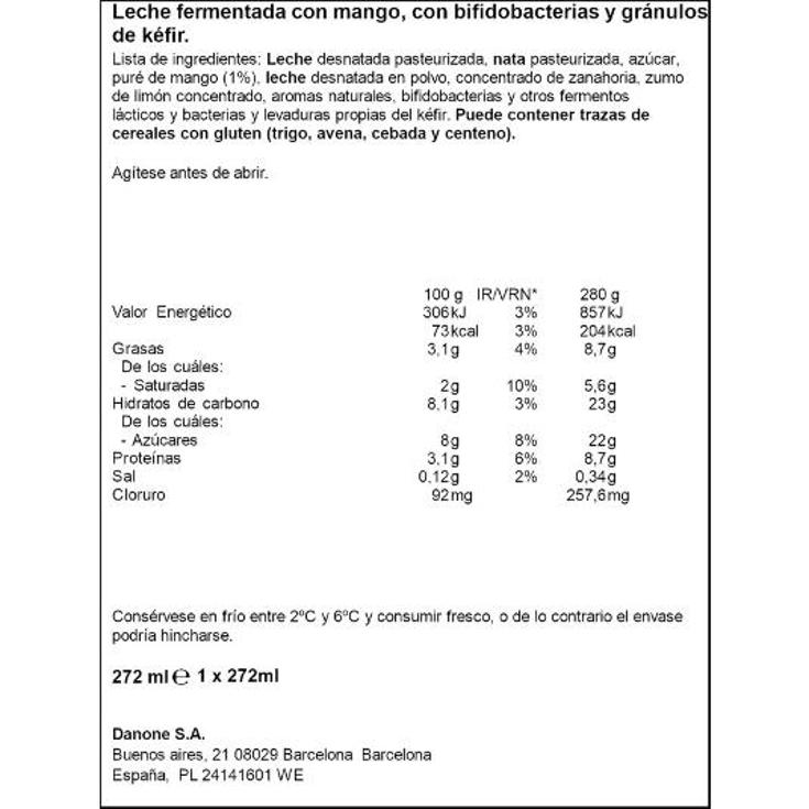 ACTIVIA KEFIR MANGO DANONE BTLLA 280 ML