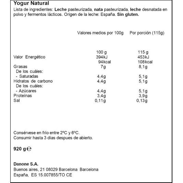 YOGUR GRIEGO NATURAL DANONE TRRNA 1 KG