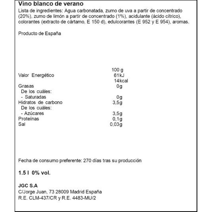 BLANCO DE VERANO SIN ALCOHOL DON SIMON PET 1500 ML