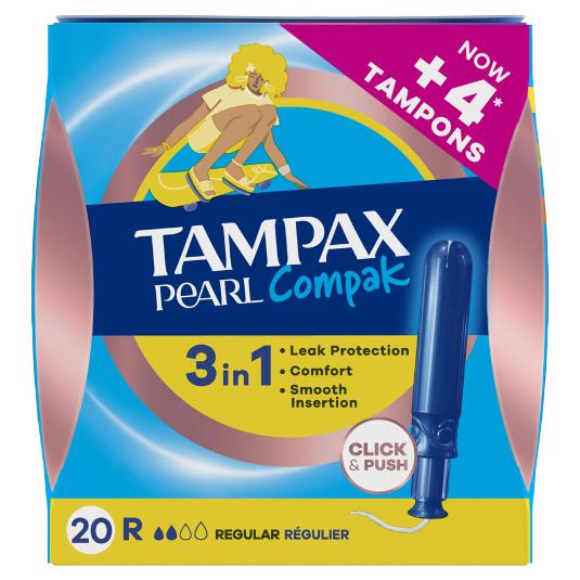 TAMPONES COMPAK PEARL REGULAR TAMPAX CAJA 20 UD