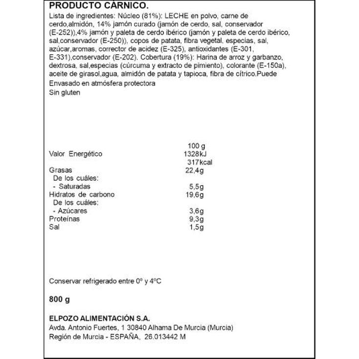 CROQUETAS JAMON IBER.LEG ELPOZO UNDAD 800 UD