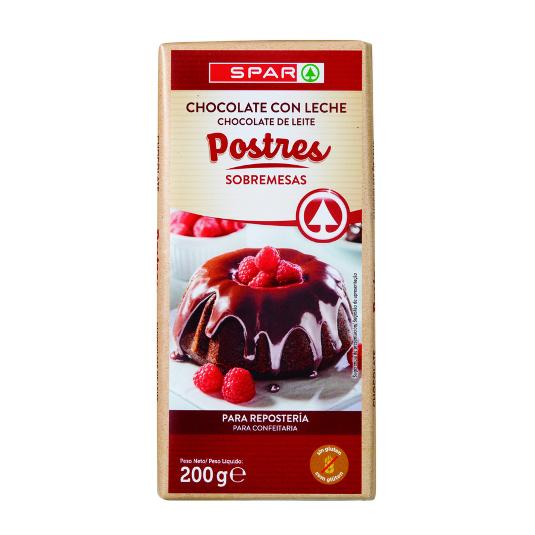 CHOCOLATE LECHE FUNDIR POSTRES SPAR UNIDAD 200 GR