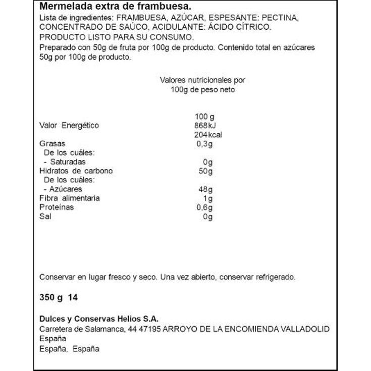 MERMELADA DE FRAMBUESA EXTRA SPAR FRASCO 350 GR