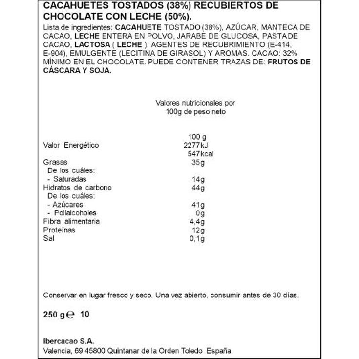 CACAHUETE DE CHOCOLATE C/LECHE SPAR BOLSA 250 GR